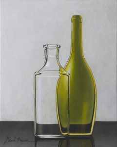 Composition with green transparant bottle