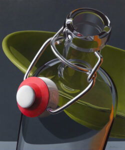 Composition with Swing top Bottle and Dish, Oil/panel 96 X 80 cm